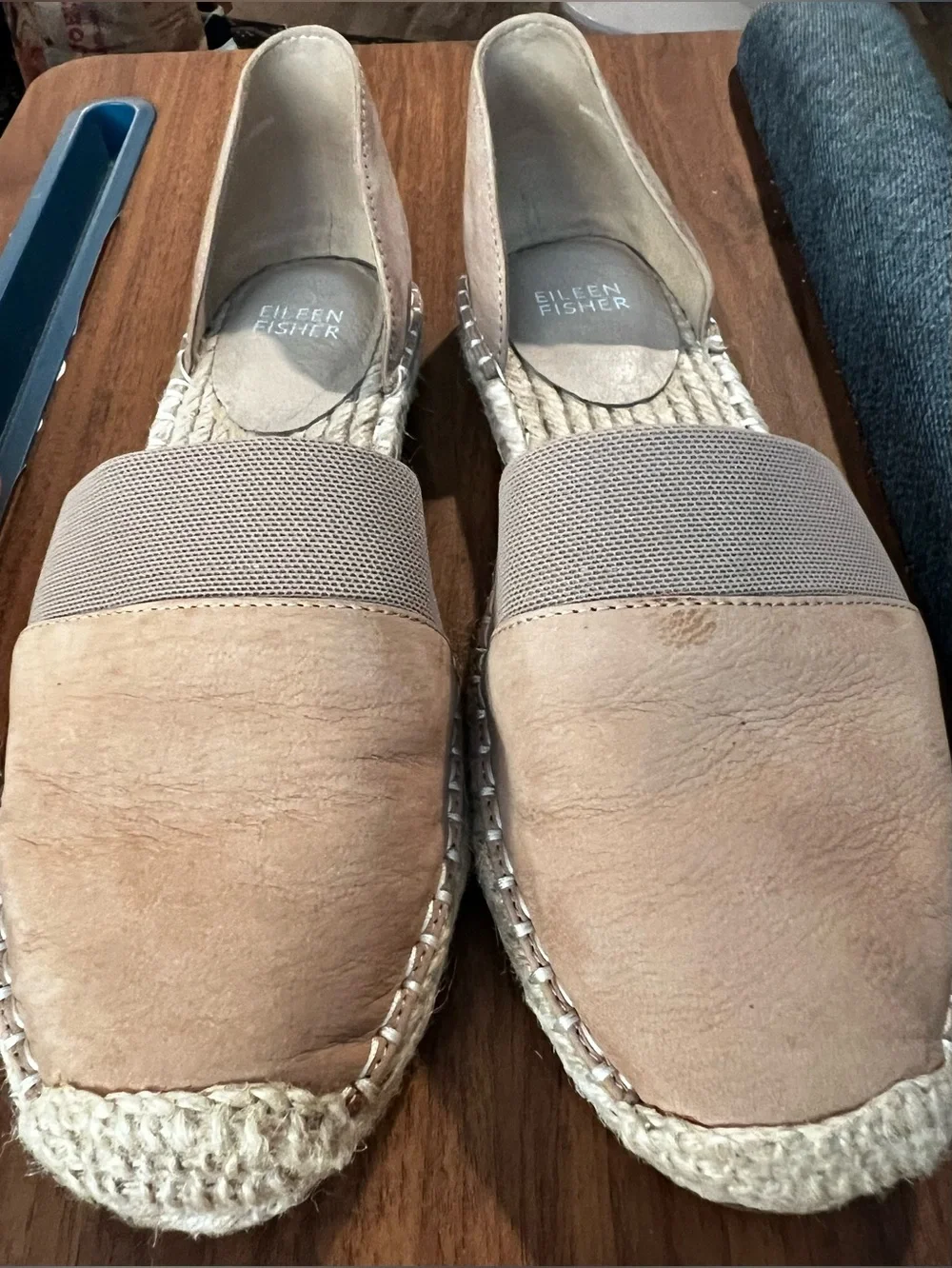 Eileen Fisher Women's 6.5  Lady-Nu d'Orsay Espadrille Shoe Tan Suede Jute Flats